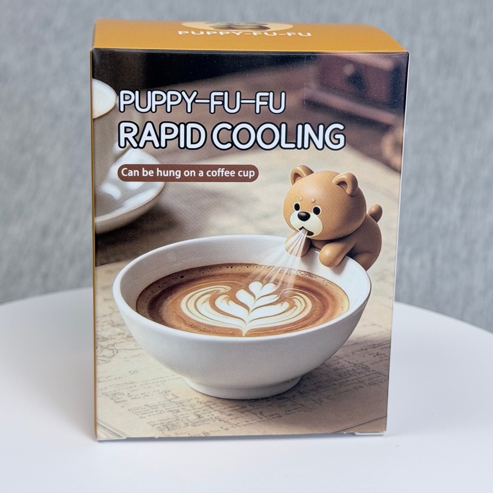 Puppy-Fu-Fu Rapid Cooling Fan Shiba Inu Dog Coffee Cup Bowl Clip-On USB Recharge